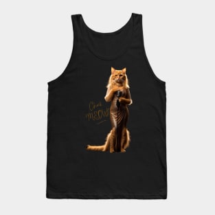 Funny Vintage Cat Singer Check Meowt Tank Top